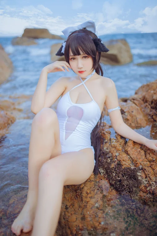 [Coser] 抖娘-利世 抖娘×不呆猫 獒犬海边泳装 preview 1