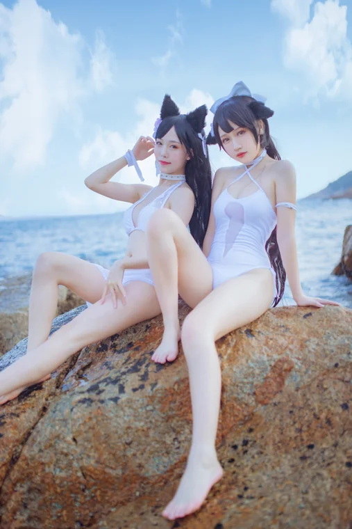 [Coser] 抖娘-利世 抖娘×不呆猫 獒犬海边泳装 preview 2
