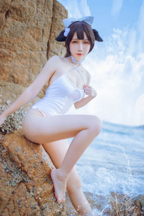 [Coser] 抖娘-利世 抖娘×不呆猫 獒犬海边泳装 preview 11