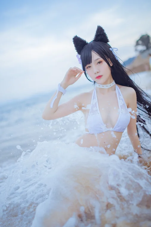 [Coser] 抖娘-利世 抖娘×不呆猫 獒犬海边泳装 preview 17