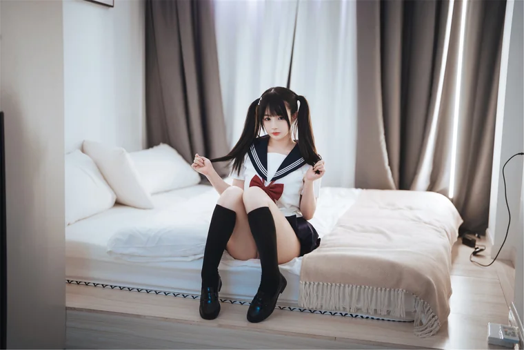 [Coser] Chinese 桜井宁宁 - 双马尾JK preview 11
