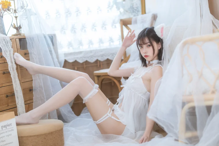 [Coser] Chinese 许岚LAN - 猫娘白裙 preview 8