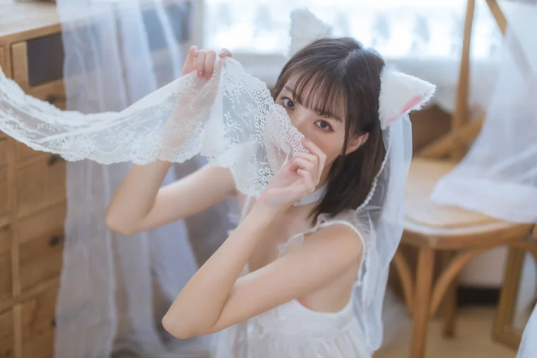 [Coser] Chinese 许岚LAN - 猫娘白裙 preview 11