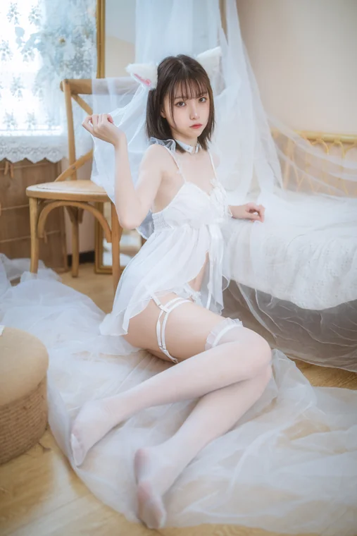 [Coser] Chinese 许岚LAN - 猫娘白裙 preview 14